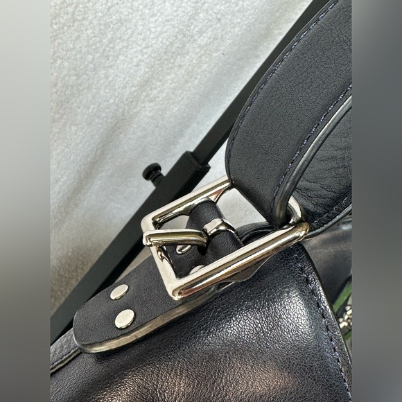 Authentic Vintage Coach Duffle Leather Dark Navy Handbag - Picture 6 of 13